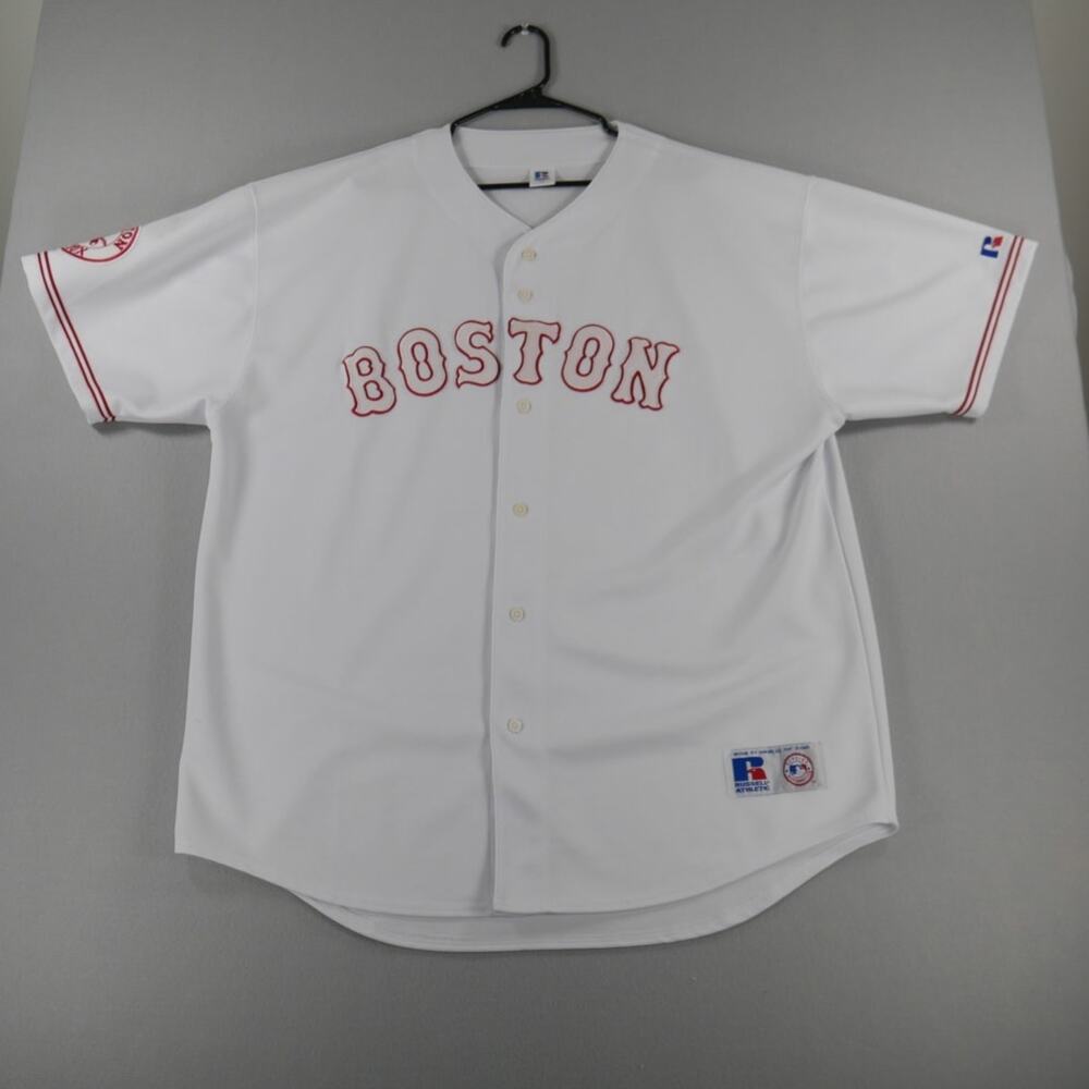 Vintage Y2K Russell Athletic MLB Boston Redsox Jersey Mens Size 3XL Baseball WHT